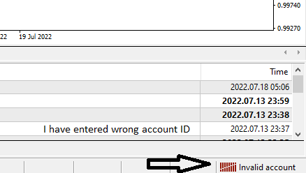 Metatrader login problem - wrong ID