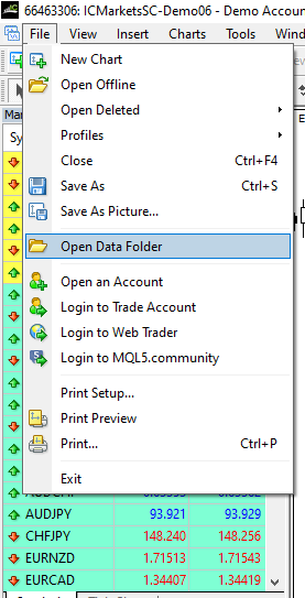 File Open Data Folder