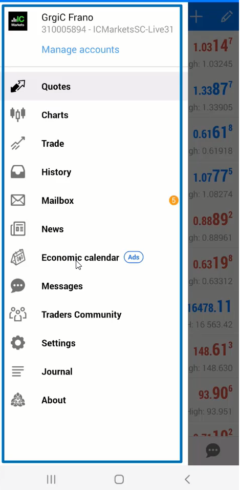 25_use economic calendar in MT4 mobile