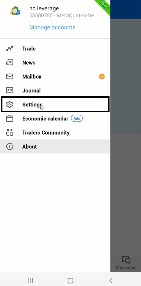 30_Use settings menu in MT5 mobile