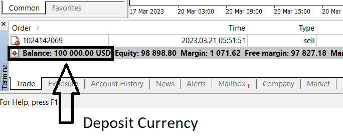 Deposit currency in MT4